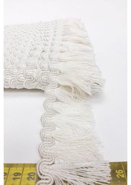 Krem Su Yolu Desenli Şerit Püskül En 5 cm 1 Metre, Bej, Parti Malzemeleri modelleri