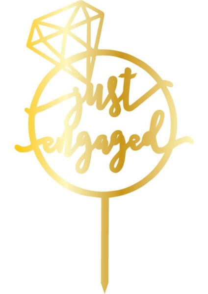 Altın Renkli Pleksi Topper, Düğün ve Parti Süsleri, Şık ve Modern Dekorasyon