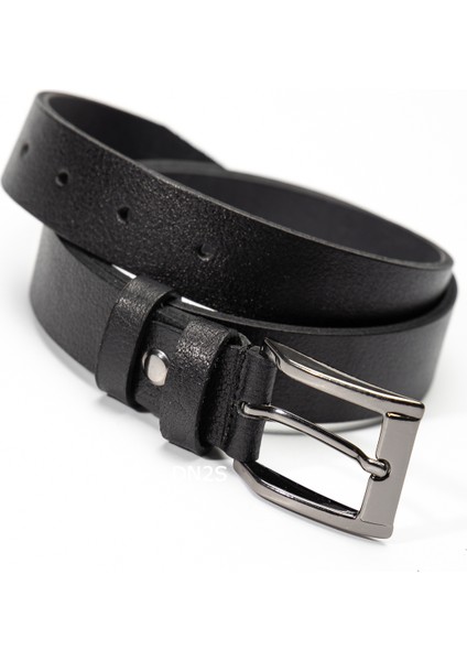 Erkek Siyah Kalite Hakiki Deri Kemer Ince 2,7 cm