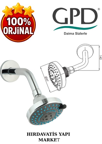 ADS02 Ankastre Duş Başlığı (3 Fonksiyonlu Ø97) modelleri