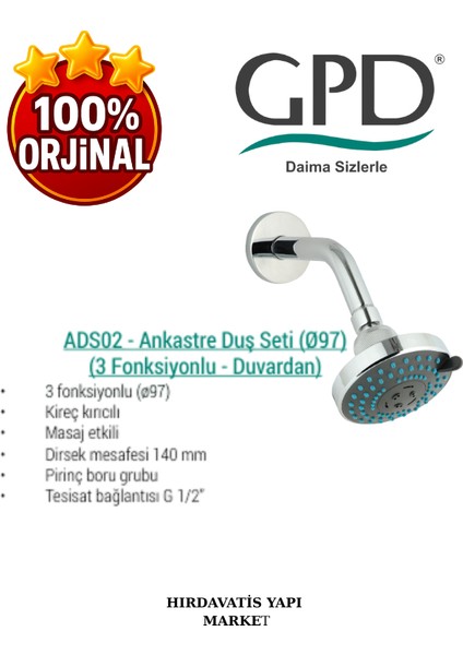 ADS02 Ankastre Duş Başlığı (3 Fonksiyonlu Ø97) fırsatları
