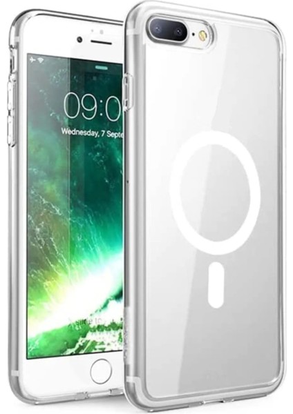 Caseworld Apple iPhone 7 Plus Kılıf Magsafe Kablosuz Şarj Destekli Şeffaf Silikon Kapak