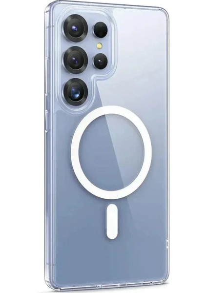 Caseworld Samsung Galaxy S25 Ultra Kılıf Magsafe Kablosuz Şarj Destekli Şeffaf Silikon Kapak