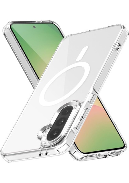 Caseworld Samsung Galaxy A56 Kılıf Magsafe Kablosuz Şarj Destekli Şeffaf Silikon Kapak