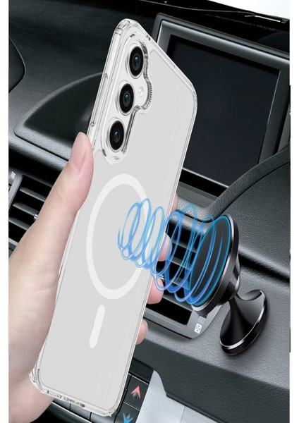Caseworld Samsung Galaxy A56 Kılıf Magsafe Kablosuz Şarj Destekli Şeffaf Silikon Kapak