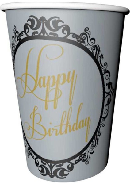 Şık Çizgili 220/240CC Bardak Seti, 8 Adet Paket, 24 Koli, Beyaz Renk