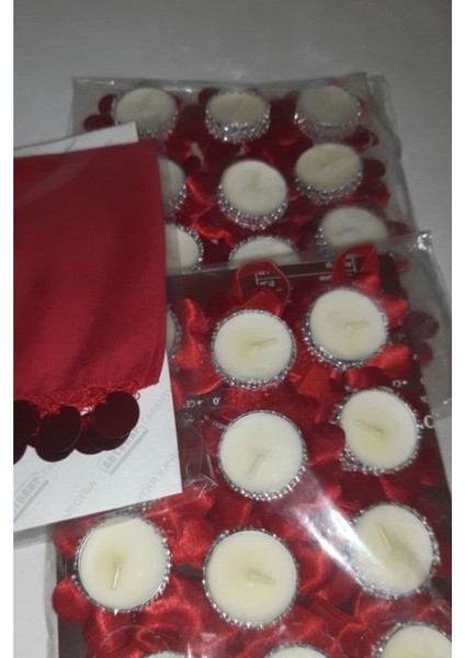 Kırmızı Kına Mumluğu Setleri, 24'lü, Şık ve Güzel Tasarımlarla Özel Anlar Için. fırsatları