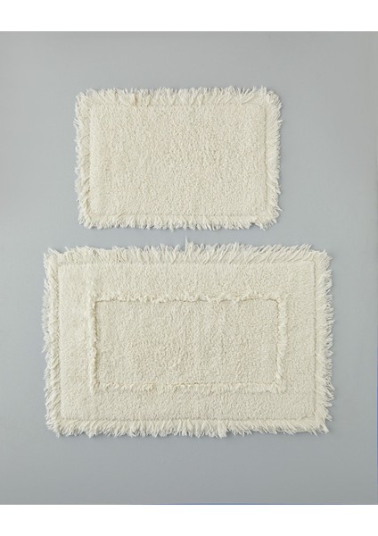 Ekru ve Bordo Pamuklu Banyo Paspas Seti 60X90 + 40X60 cm