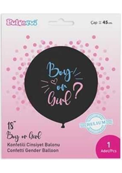 Renkli Cinsiyet Belirleme Balonu 18 Inç Konfetli Pembe 1 Adet fiyatları