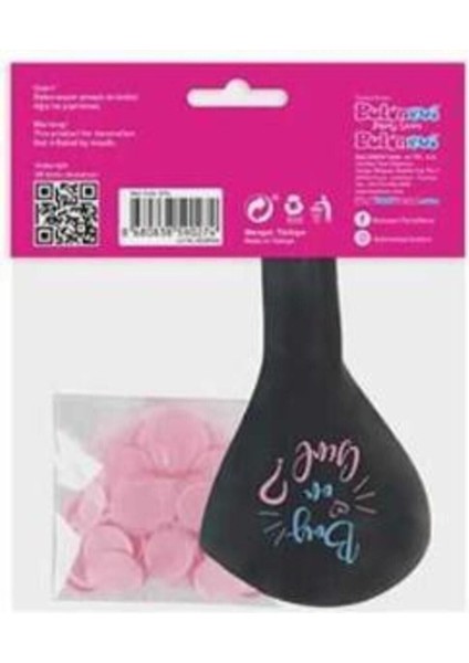 Renkli Cinsiyet Belirleme Balonu 18 Inç Konfetli Pembe 1 Adet modelleri