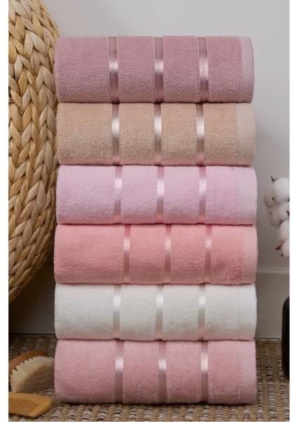 Renkli 6'lı El ve Yüz Havlu Seti, %100 Pamuk, 50X90 cm