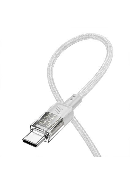 Hoco U129 Transparan Type-C To Type-C Data ve Şarj Kablosu 1M-(1903) - HBPAV9619-4411