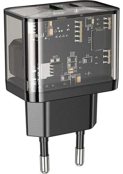 Hoco N34 PD20W+QC3.0 Usb+Type-C Giriş Hızlı Şarj Adaptörü BAŞLIĞI-(1903) - HBPAV6193-6340