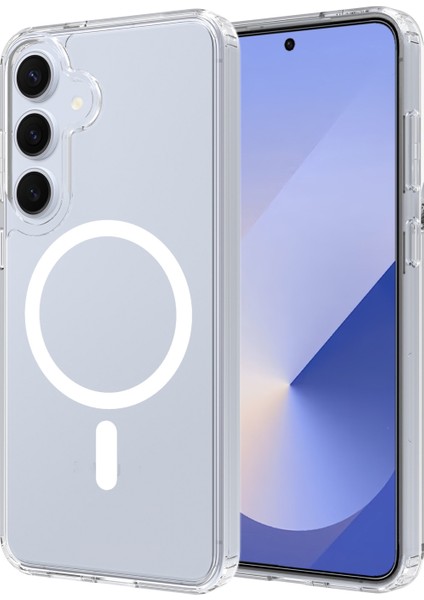 Samsung Galaxy S25 Kılıf Magsafe Kablosuz Şarj Destekli Şeffaf Silikon Kapak