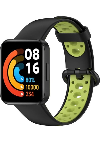 Xiaomi Redmi Watch 2 Spor Delikli Kordon - Siyah-Yeşil - HBPAV2238-1563