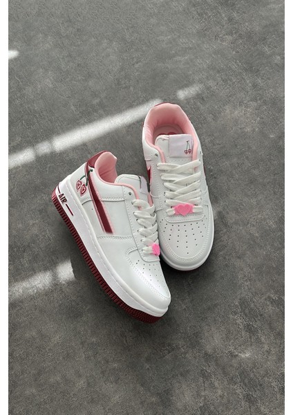 Happy Valentines Day Force 1 Kirazlı Sneaker Yüksek ve Kaydırmaz Yüksek Tabanlı Kadın Spor Ayakkabı fiyatları
