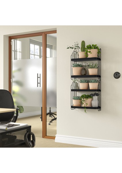 Apotekare Duvar Rafı Siyah 50X52 cm Modern Dekoratif Raf Salon Banyo Mutfak Şık Dayanıklı Kitaplık Organizer indirimleri
