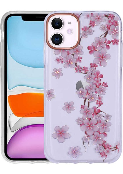 iPhone 11 Uyumlu Desenli Simli Sert Tknc Inka Kapak-No3 fırsatları