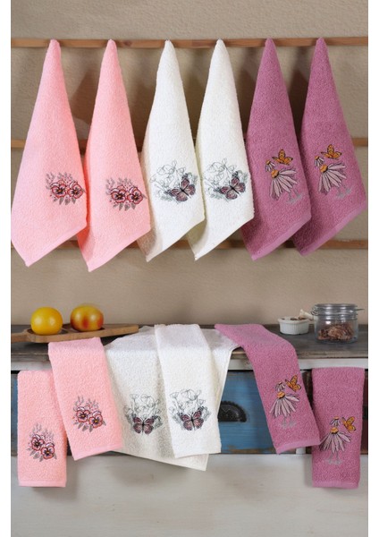 Yumuşak Pamuklu Mutfak ve Yüz Havlusu Seti, 6'lı, Şık ve Kullanışlı Tasarım fiyatları