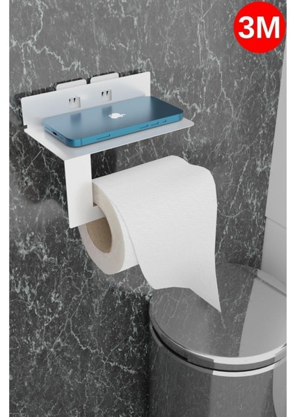 Beyaz Metal Güçlü Yapışkanlı Tuvalet ve Wc Kağıtlık MT92B