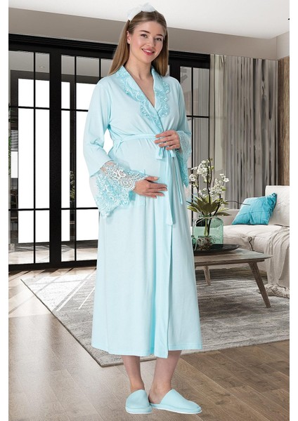 Mecit 5355 Turkuaz Lohusa Sabahlık Pijama Gecelik Takım modelleri