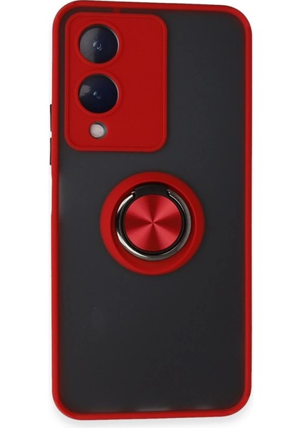 Vivo Y17S Kılıf Montreal Yüzüklü Silikon Kapak - Kırmızı - TOA2926-1286