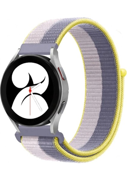 Samsung Galaxy Watch 4 Hasırlı Cırtcırtlı Kordon - Gri-Beyaz - TOA5707-2066
