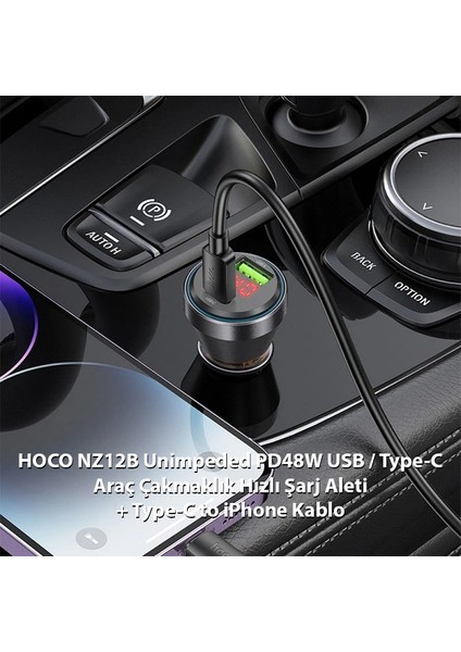 Hoco NZ12B Unimpeded PD48W USB + Type-C Araç Çakmaklı Hızlı Şarj Aleti + Type- - TOA5835-4744 modelleri