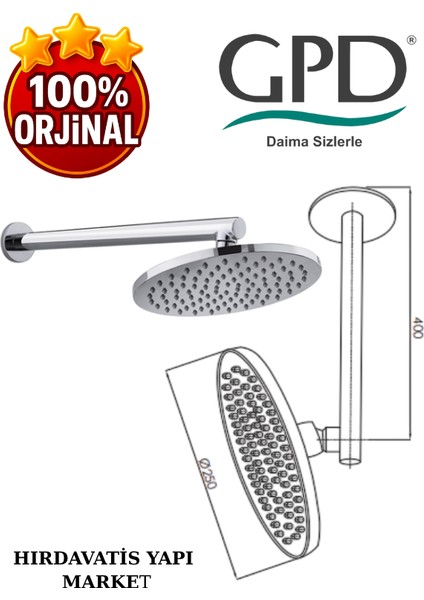 ADS14 Ankastre Duş Başlığı (Ø250) modelleri