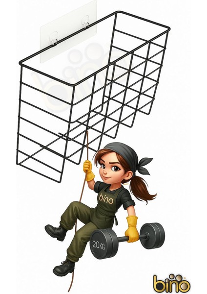 Yapışkanlı Metal Tuvalet Kağıdı ve Mutfak Rafı, Siyah, 1 Adet