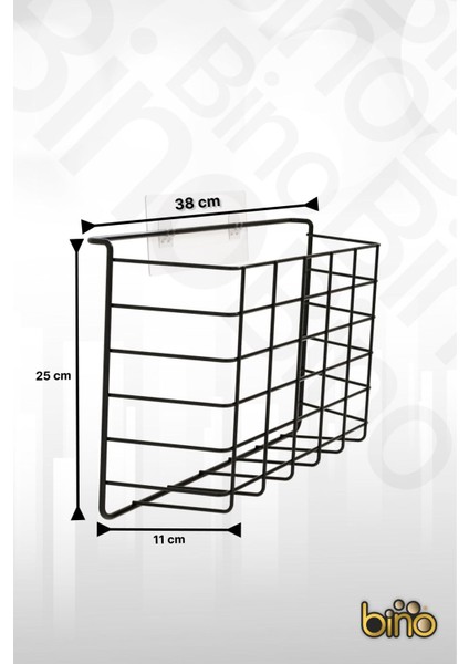 Yapışkanlı Metal Tuvalet Kağıdı ve Mutfak Rafı, Siyah, 1 Adet