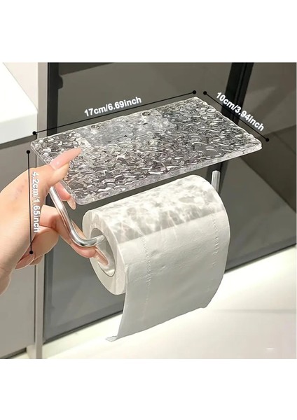 Kırık Cam Desenli Şeffaf Tuvalet Kağıtlığı, 17X10 Cm, Şık ve Dekoratif Tasarım fırsatları