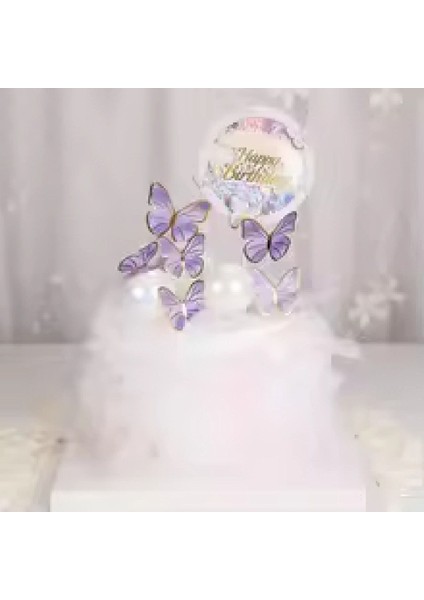 Mor Yuvarlak Kelebek Pasta Süsü, Dekorasyon Malzemeleri, Kutlama Teması fiyatları