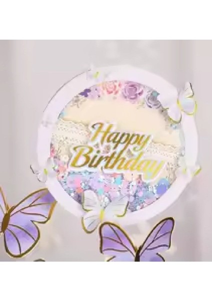 Mor Yuvarlak Kelebek Pasta Süsü, Dekorasyon Malzemeleri, Kutlama Teması fırsatları