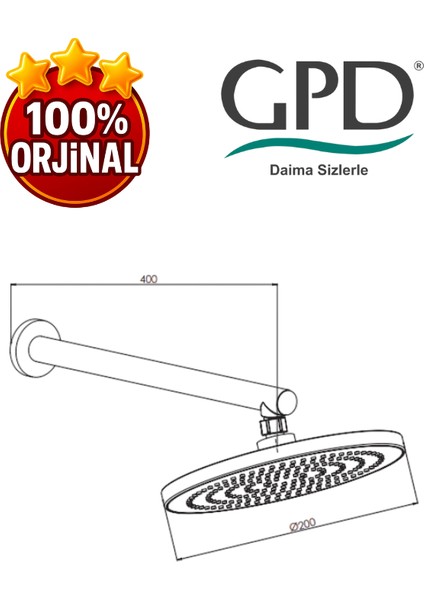 ADS07 Ankastre Duş Başlığı (Ø200) fiyatları