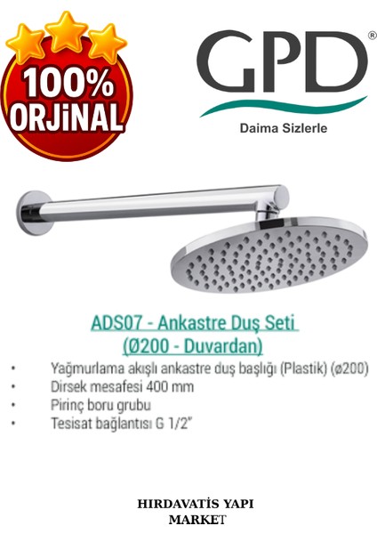 ADS07 Ankastre Duş Başlığı (Ø200) fırsatları