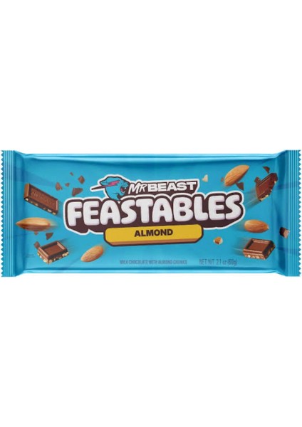 Feastables Almond 60 G – Bütün Badem Parçacıklı Sütlü Çikolata