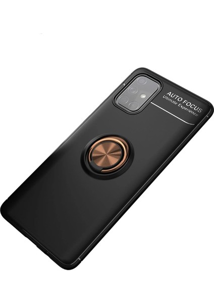 Samsung Galaxy M31S Kılıf Range Yüzüklü Silikon - Siyah-Gold - TOA3275-7193