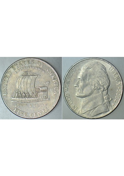 Amerika Birleşik Devletleri 5 Cent 2004 P. Lewis-Clark Keşif Seferi Sirkülasyon Hatıra.