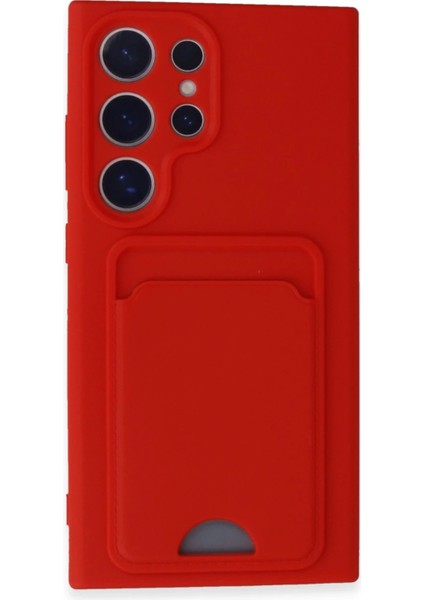 Samsung Galaxy S24 Ultra Kılıf Kelvin Kartvizitli Silikon - Kırmızı - TOA5267-7001