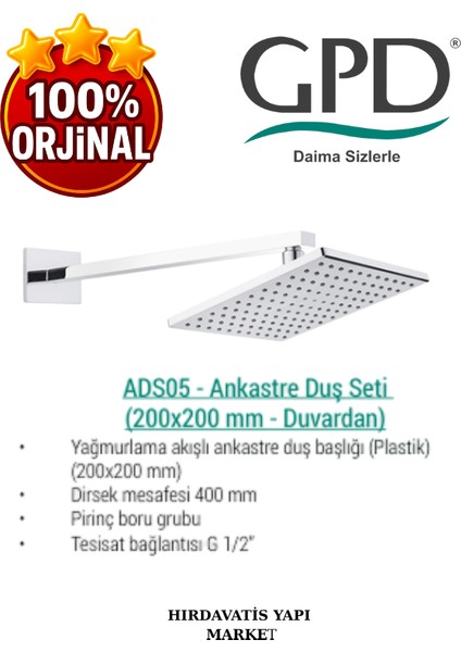 ADS05 Ankastre Duş Başlığı (200X200) fırsatları