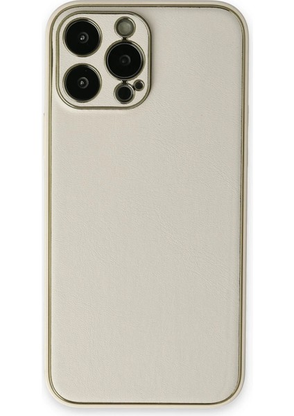 iPhone 13 Pro Kılıf Coco Deri Silikon Kapak - Beyaz - TOA4224-2853