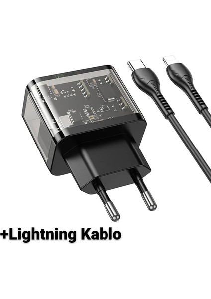 Hoco N34 PD20W Usb+Type-C + iPhone Lightning Kablo Hızlı Şarj Adaptör SETI-(1903 - TOA9982-4702 indirimleri
