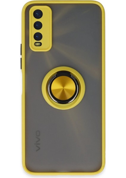 Vivo Y11S Kılıf Montreal Yüzüklü Silikon Kapak - Sarı - TOA9191-6296