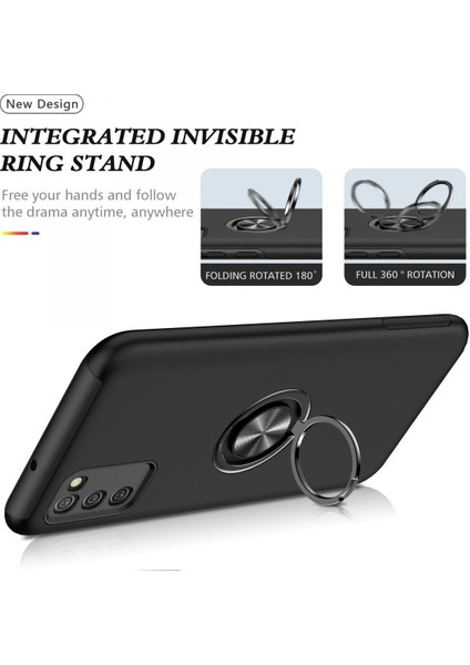 Samsung Galaxy A02S Kılıf Elit Yüzüklü Kapak - Siyah - TOA9246-5261 modelleri