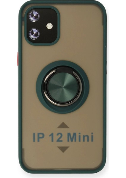 iPhone 12 Kılıf Montreal Yüzüklü Silikon Kapak - Yeşil - TOA6820-8183