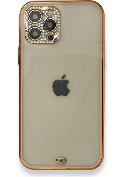 iPhone 12 Pro Kılıf Liva Taşlı Silikon - Pembe - TOA5045-2456