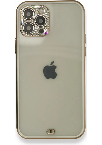 iPhone 12 Pro Kılıf Liva Taşlı Silikon - Beyaz - TOA2222-6319