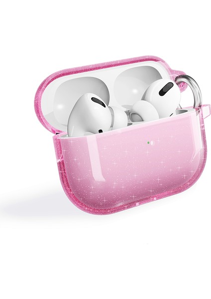Airpods Pro 2 Uyumlu Tknc Allstar Airbag 32 Parlayan Simli Saydam Renkli Kılıf-Pembe