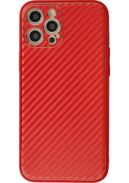 iPhone 12 Pro Max Kılıf Coco Karbon Silikon - Kırmızı - TOA9515-2792